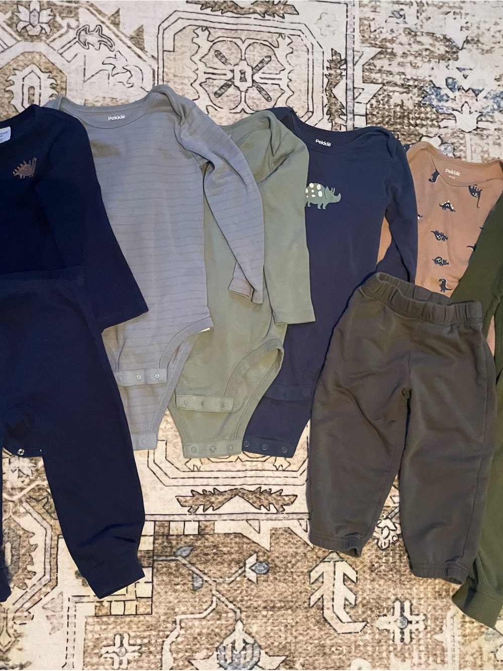 Carter's Boys Dino Long-Sleeve Bodysuit & Jogger Set - Navy, Olive, Gray, Tan
